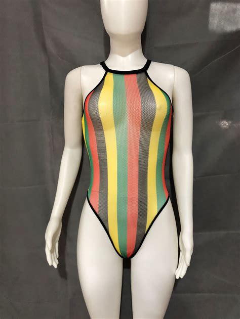 2021 explosion models colorblock hanging neck sexy mesh