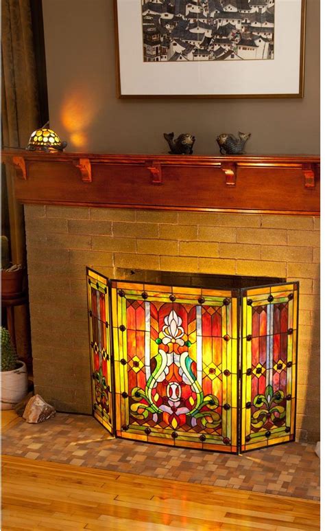 Decorative Fireplace Screen Glass Farmhouse Small Modern