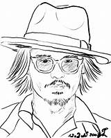 Depp Johnny Coloring Pages Hatter Mad Template sketch template