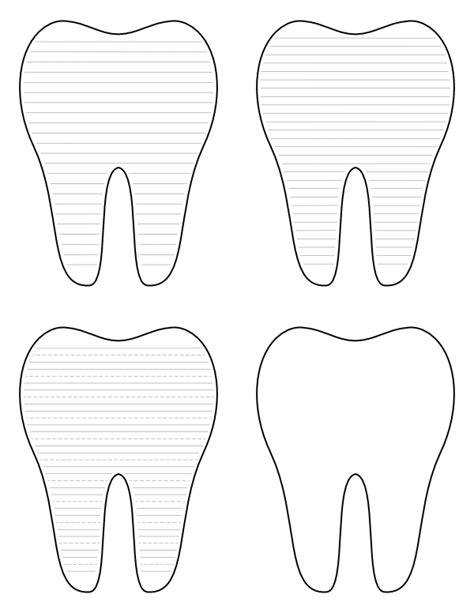 printable tooth shaped writing templates lined writing paper