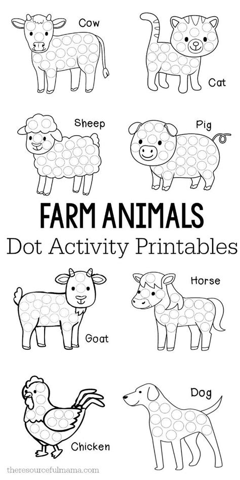farm animals dot activity printables   fun fine motor