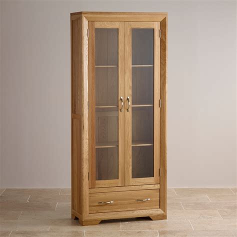 bevel glazed display cabinet  solid oak oak furniture land