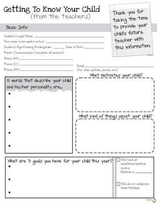 editable student information sheet  kindergartenworks