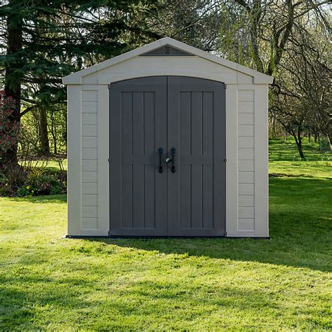 Keter Factor 8x8 Apex Beige Plastic Shed With Floor Tradepoint