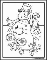Coloring Snowman Christmas Sheet Hat Top Print Pages Printable Colorwithfuzzy Merry Adult Sheets Cane Nativity Scarf sketch template