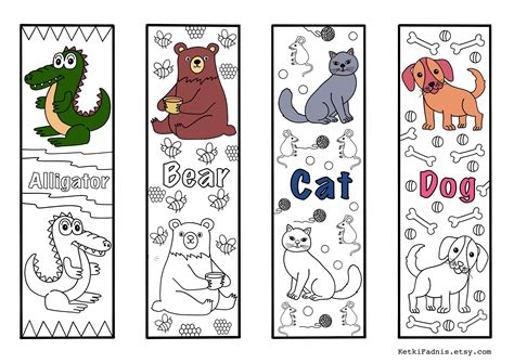 animals  coloring bookmarks bookmarks coloring page instant