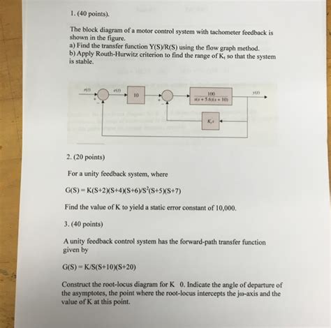 solved  block diagram   motor control system  cheggcom