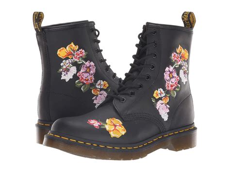 dr martens  finda ii floral embroidery combat boots  black lyst