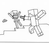 Minecraft Coloring Pages Kids Fight sketch template