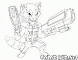 Rocket Coloring Raccoon Groot Pages Colorkid Print Galaxy Big Guardians sketch template