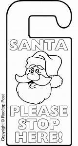 Santa Door Hanger Christmas Colouring Stop Colour Coloring Please Pages Template Eve Hangers Knob Printables Templates Children Signs Father Lots sketch template