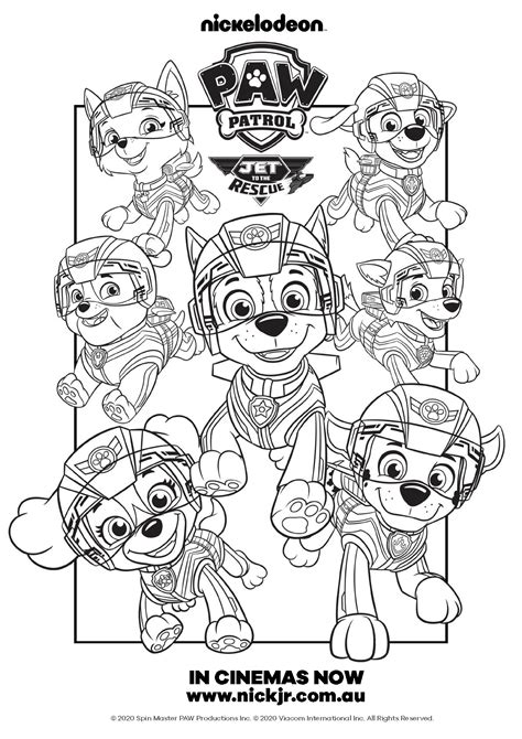 paw patrol jet   rescue colouring  sheets paramount pictures