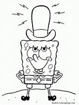 Spongebob Mewarnai Squarepants Gary Kanciastoporty Kolorowanki Kapeluszu Lembar sketch template