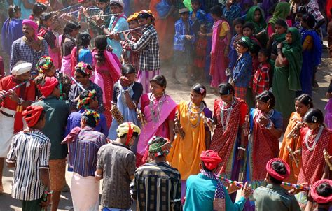 bhil tribal people dace   annual festival   bhaoria   village  dhar district