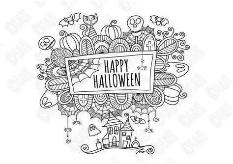 halloween colouring page instant digital  original etsy