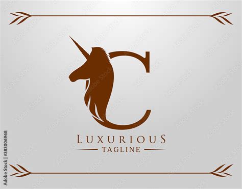 capital letter    unicorn royal logo king stallion  jump unicon letter icon stylish