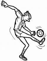 Soccer Player Coloring Pages Kicking Ball Clipart Football Man Playing Coloring4free Tall Cliparts Players Library Comments sketch template