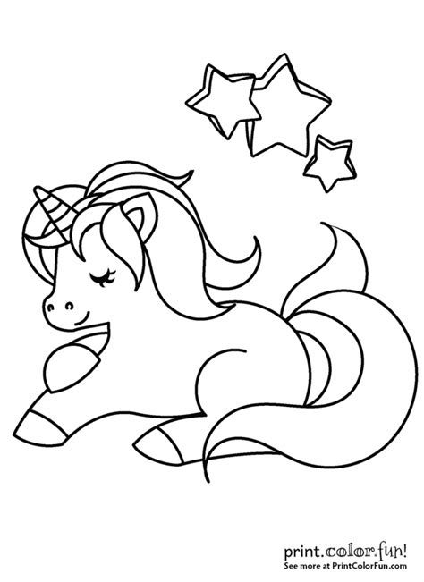 happy unicorn  stars coloring page print color fun