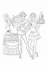 Party Barbie Coloring Pages Drawing Birthday Getdrawings Pool sketch template
