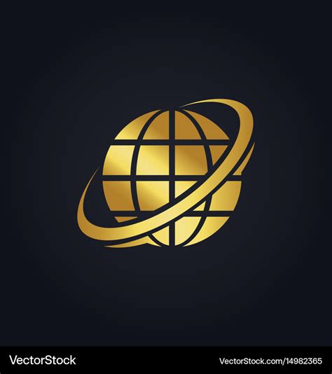globe planet technology gold logo royalty  vector image