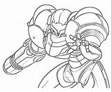 Samus Metroid Coloringhome Aran sketch template