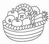 Basket Vegetable Coloring Drawing Kids Vegetables Fruits Pages Healthy Fruit Color Veg Printable Adult Colouring Bowl Food Drawn Pencil Getdrawings sketch template