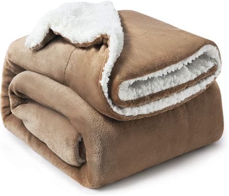 bedsure sherpa throw blanket camel twindouble size   cm fleece bed throws warm