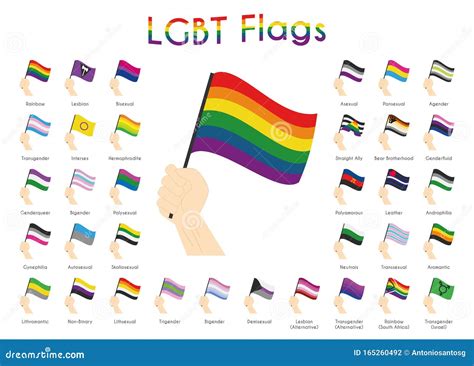 juego de 34 banderas del orgullo lgbt sexual y de género ilustración