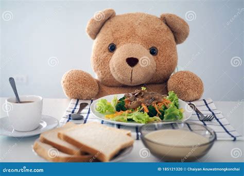 teddy bear eating   royalty  stock