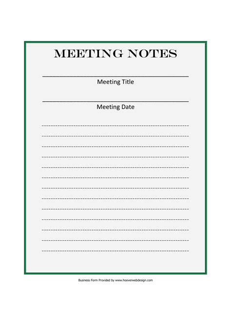meeting notes template green  printable  templateroller