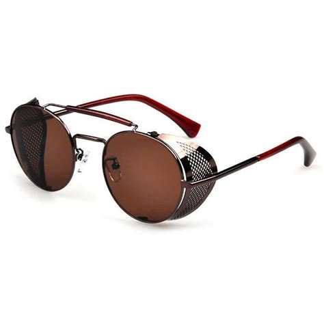 brown sunglasses with brown perforated fold in side shields and brown