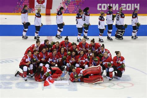 feb 20 2014 sochi russia team canada celebrates winning the gold medal as team usa who won