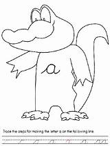 Coloring Pages Alphabet Alligator Letter Crocodile Ws Lower Case Preschool Script Color Magic Print Cursive sketch template