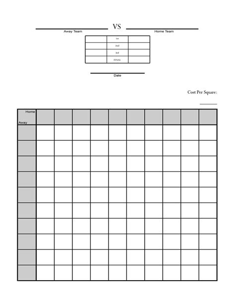 excel templates  printable football squares