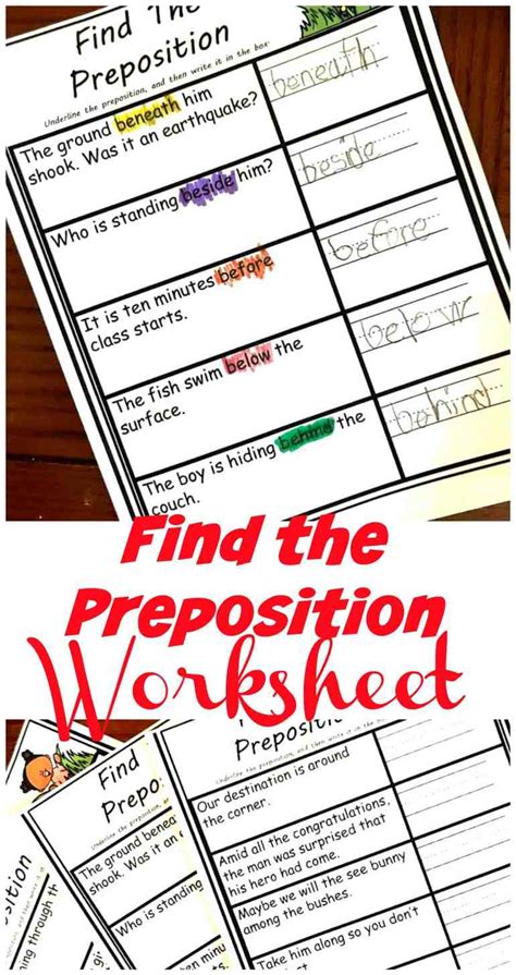 find  prepositional phrase worksheet   qstionco