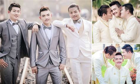 three gay thai men tie the knot in fairytale ceremony daily mail online