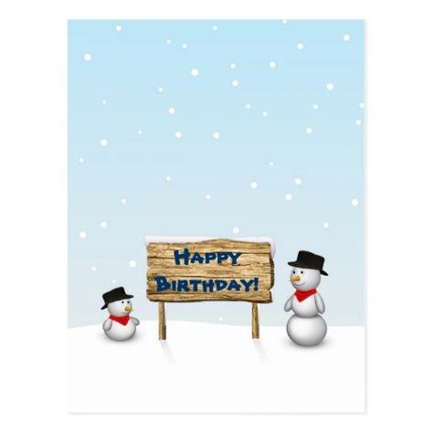 cute snowmen wishing happy birthday postcard zazzlecom birthday
