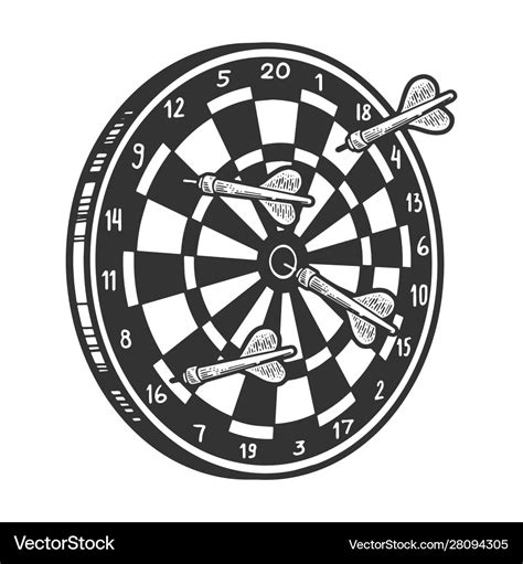 darts  dartboard sketch engraving royalty  vector
