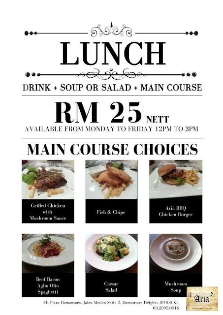 Set Lunch Promotion At Aria Malaysian Foodie
