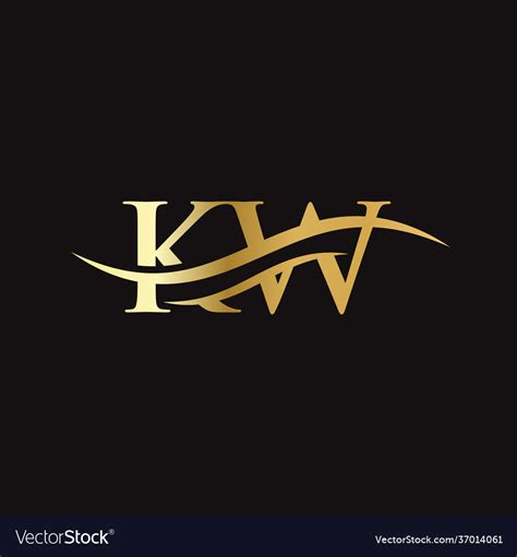 swoosh letter kw logo design  business vector image