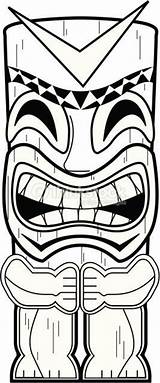 Tiki Coloring Pages Totem Pole Mask Drawing Template Printable Survivor Luau Vector Masks Tikki Party Clip Hawaiian Poles Head Aloha sketch template