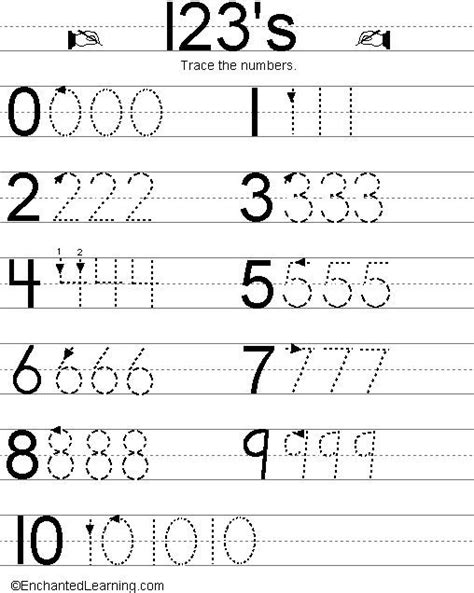 printable handwriting worksheet  numbers