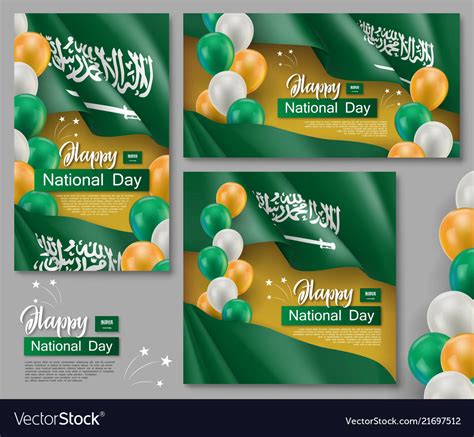 happy saudi arabia national day posters royalty  vector