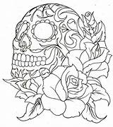 Skull Coloring Pages Roses Sugar Paint Numbers Adults Rose Drawing Printable Skulls Templates Number Tattoo Adult Color Printables Colouring Sheets sketch template