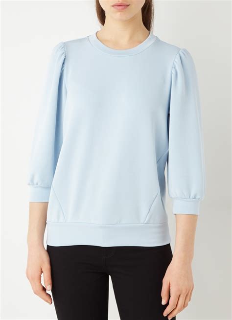 selected femme tenny sweater met pofmouw lichtblauw de bijenkorf