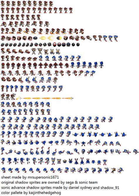 Sonic Advance 3 Shadow Sprite Sheet Incomplete By