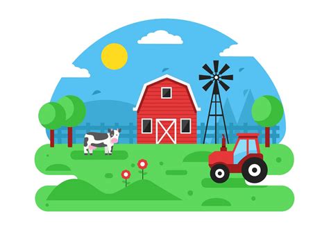 farm scene vector background  vector art  vecteezy