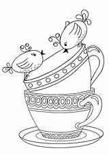 Coloring Pages Cup Tea Printable Adults Colouring Teapot Templates Starbucks Teacup Set Color Printables Stanley Adult Template Books Childhood Embroidery sketch template