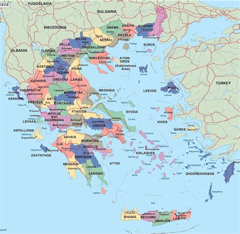 find greece political map illustrator vector eps maps eps illustrator