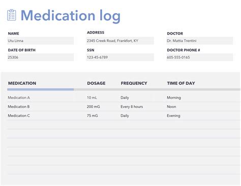 basic medication log